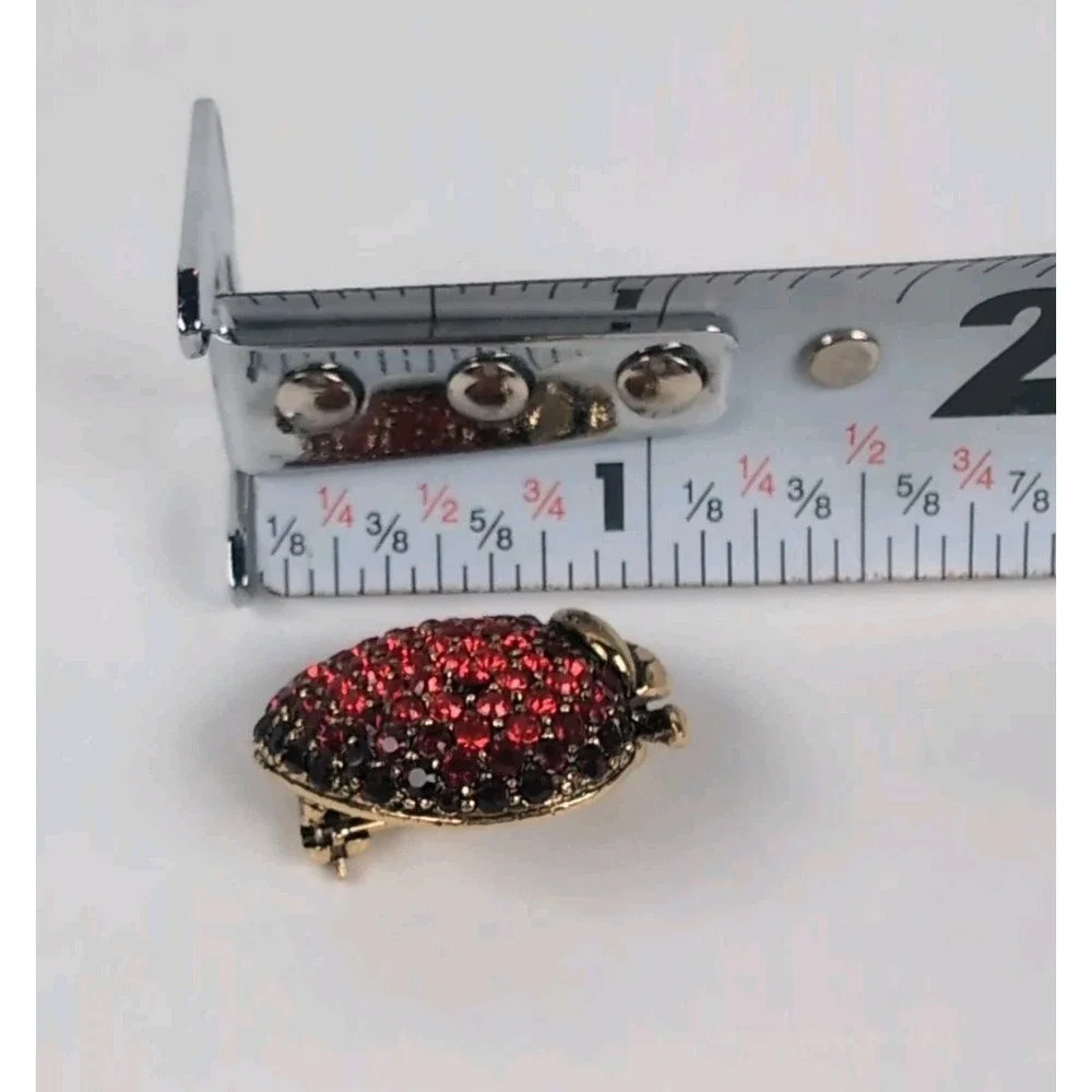 Vintage MONET Goldtone Red Apple Rhinestone Brooch Teacher Gift Pin Collectable